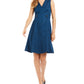 Calvin Klein Women's Croc Embossed Fit Flare Maxi Dress Blue Size 12