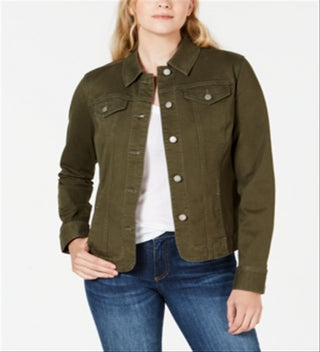 Charter Club Women's Denim Jacket Olive Size Petite S/M