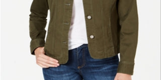 Charter Club Women's Denim Jacket Olive Size Petite S/M
