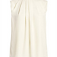 St. John Collection Women's Satin Silk Georgette Shell with Pleat Drape Top White Size Petite