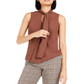 Bar III Women's Bow Neck Blouse Brown Size XX-Small