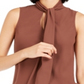 Bar III Women's Bow Neck Blouse Brown Size XX-Small
