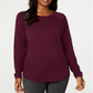 Karen Scott Women's Cotton Ribbed Sweater Burgundy Size Petite L