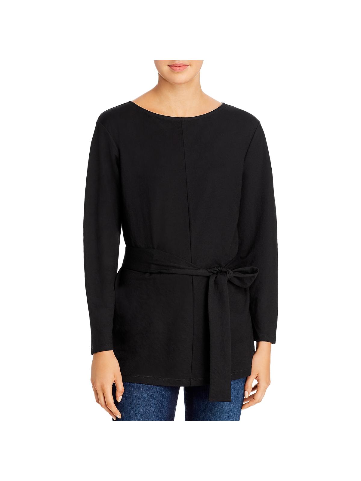 Kenneth Cole New York Women's the Timeless Knot Front Crew Neck Tunic Top Black Size XXS