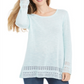 Style & Co Women's Pointelle Trim Sweater Mint Size Petite