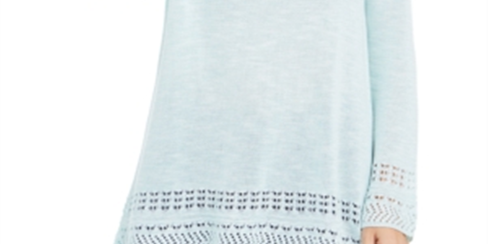 Style & Co Women's Pointelle Trim Sweater Mint Size Petite