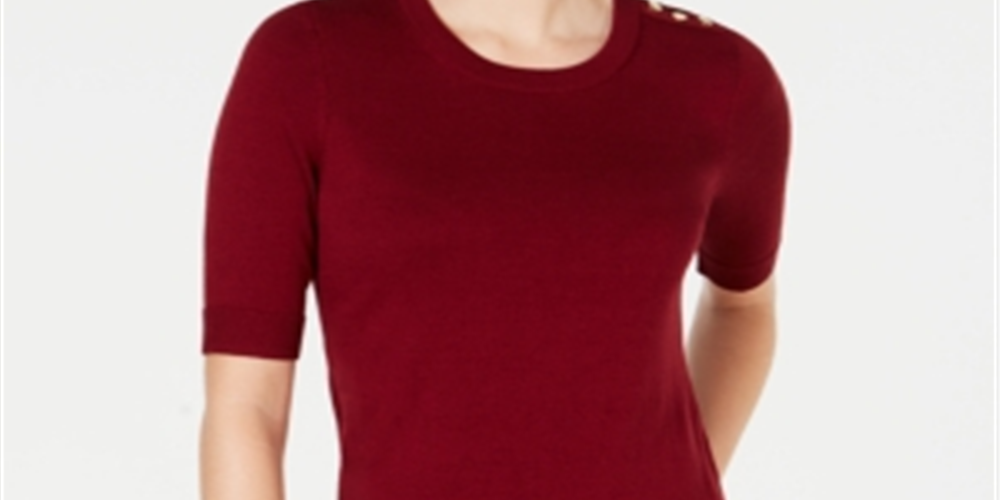 Charter Club Women's Button Shoulder Sweater Red Size X-Small