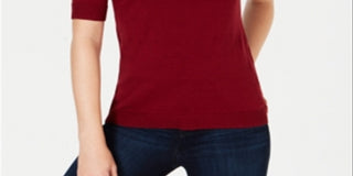 Charter Club Women's Button Shoulder Sweater Red Size X-Small