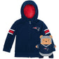 Cubcoats Boy's Toddler England Patriots 2-in-1 Transforming Full-Zip Hoodie & Soft Plushie Navy Size 2T