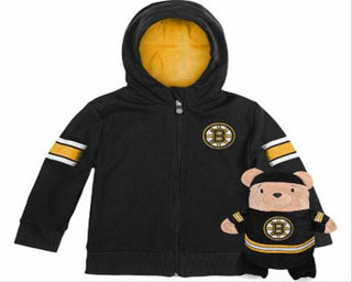 Cubcoat Kid's Toddler Preschool Boston Bruins 2-in-1 Transforming Full-Zip Hoodie & Soft Plushie Black