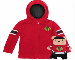 Cubcoats Transforming 2-in-1 Toddler Unisex Preschool Red Chicago Blackhawks Full-Zip Hoodie & Soft Plushie Red