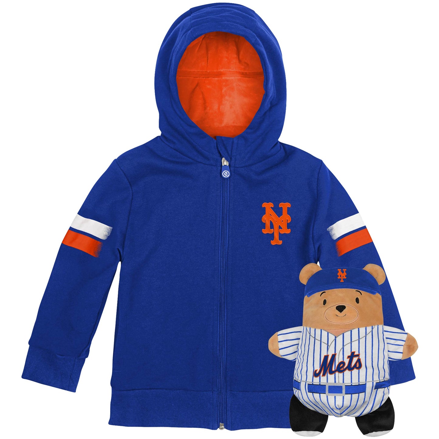 Cubcoats Kid's Toddler  New York Mets 2-in-1 Transforming Full-Zip Hoodie & Soft Plushie Royal