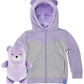 Cubcoats Toddler  Big Girl's Bori the Bear 2 in 1 Stuffed Animal Hoodie Purple