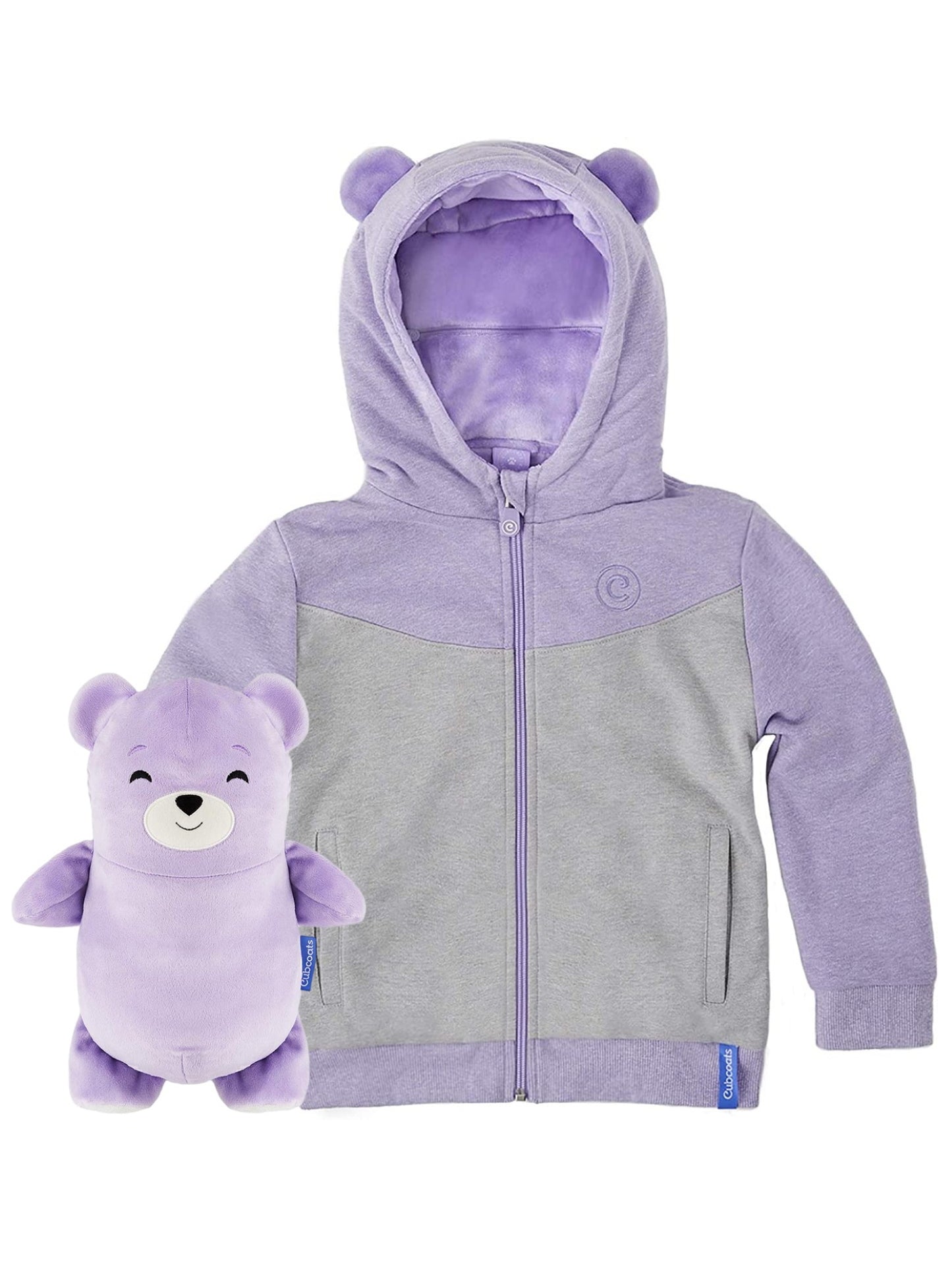 Cubcoats Toddler  Big Girl's Bori the Bear 2 in 1 Stuffed Animal Hoodie Purple