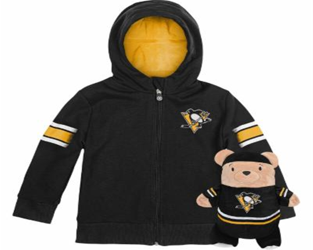 Cubcoats Transforming 2-in-1 Unisex Preschool Black Pittsburgh Penguins Full-Zip Hoodie & Soft Plushie Black