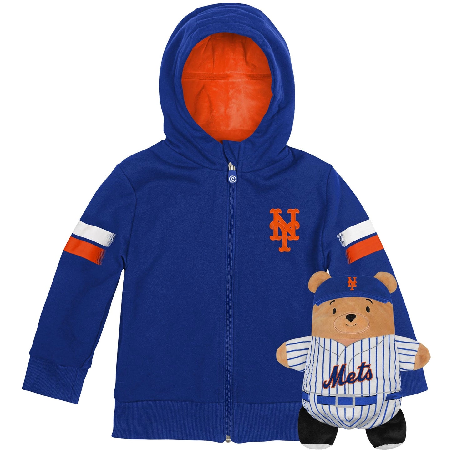 Cubcoats Kid's Toddler  New York Mets 2-in-1 Transforming Full-Zip Hoodie & Soft Plushie Royal