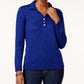 Karen Scott  Women's Button Long Sleeve Collared Sweater Blue Size Large
