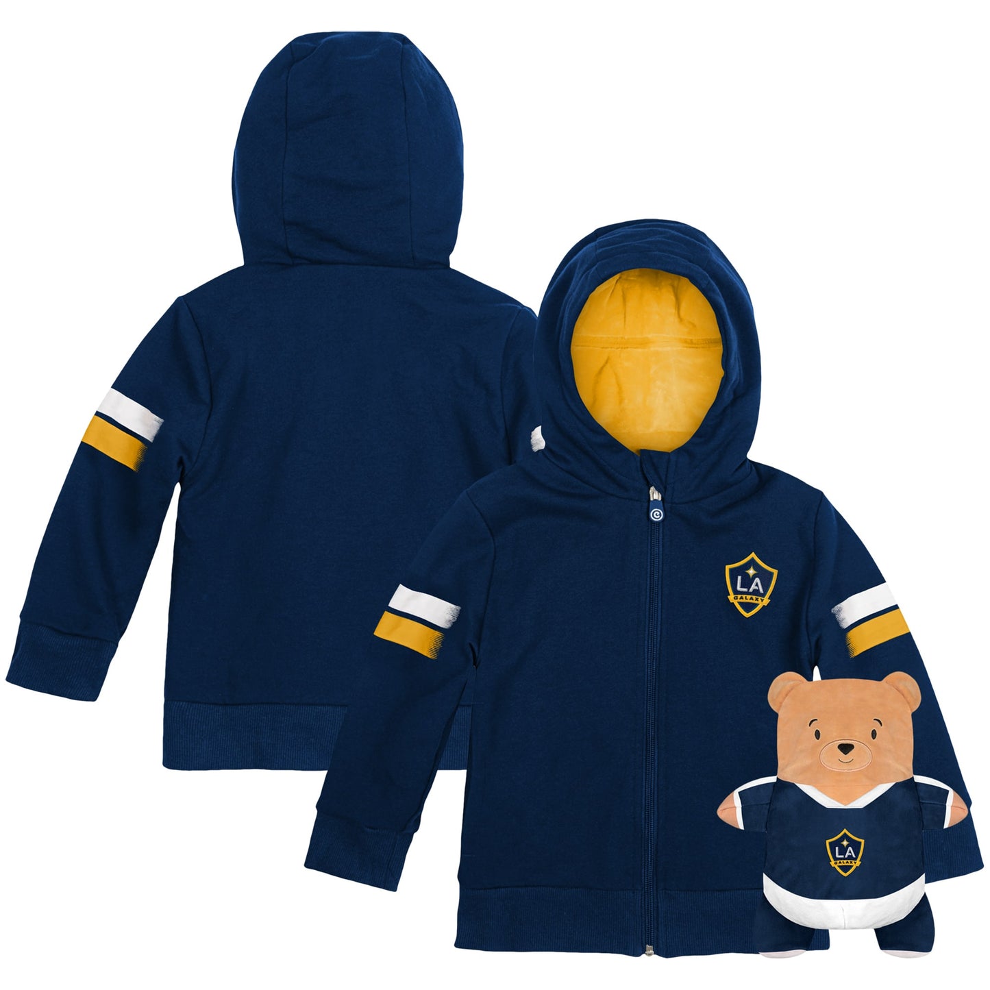 Cubcoats Boy's Toddler LA Galaxy 2-in-1 Transforming Full-Zip Hoodie & Soft Plushie Navy Size 2T