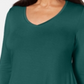 JM Collection Women's V Neck Handkerchief Hem Top Green Size Large