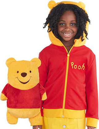 Cubcoats Pooh 2-in-1 Transforming Classic Zip-Up Hoodie & Soft Plushie Red Unisex