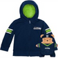 Cubcoats Boy's Toddler Seattle Seahawks 2-in-1 Transforming Full-Zip Hoodie & Soft Plushie Blue Size 2T
