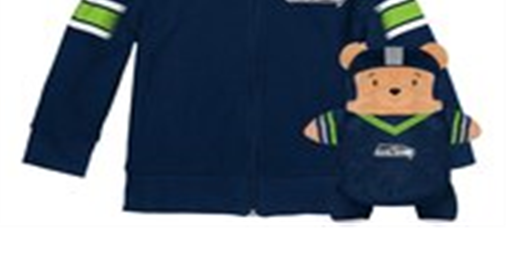 Cubcoats Boy's Toddler Seattle Seahawks 2-in-1 Transforming Full-Zip Hoodie & Soft Plushie Blue
