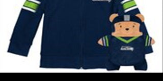 Cubcoats Boy's Toddler Seattle Seahawks 2-in-1 Transforming Full-Zip Hoodie & Soft Plushie Blue