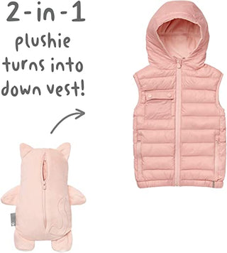 Cubcoats Kali The Kitty 2 in 1 Transforming Down Vest Hoodie & Soft Plushie Pink