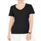 Karen Scott Women's Eyelet Shoulder V Neck Top Black Size Large