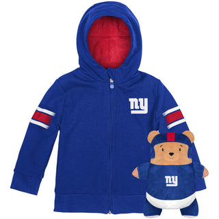 Cubcoats Boy's Toddler New York Giants 2-in-1 Transforming Full-Zip Hoodie & Soft Plushie Royal