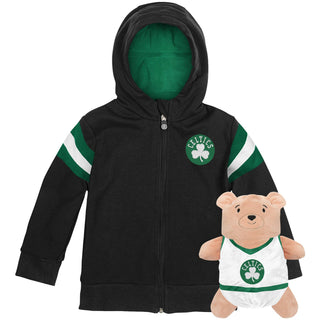 Cubcoats Boy's Boston Celtics Preschool 2-in-1 Transforming Full-Zip Hoodie & Soft Plushie Black