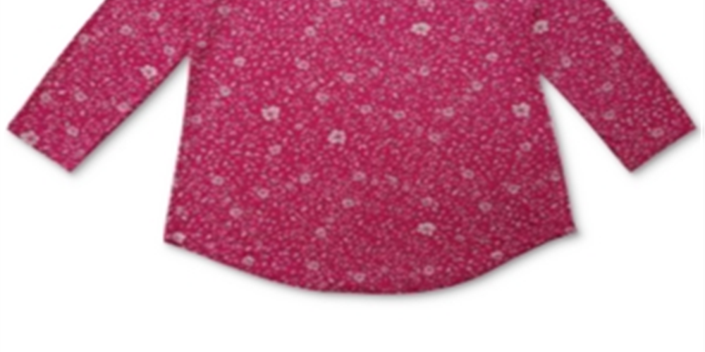 Charter Club Women's Floral Print Pleated V Neck Top Pink Size Small