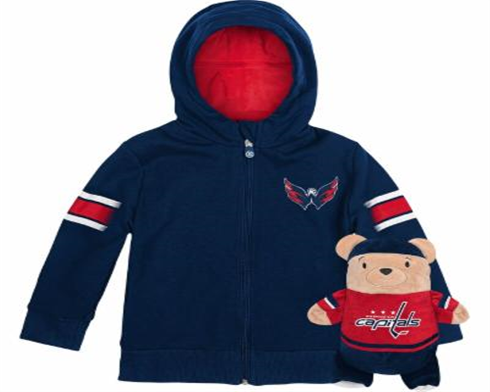 Cubcoats Boy's Toddler Washington Capitals 2-in-1 Transforming Full-Zip Hoodie & Soft Plushie Navy