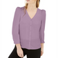 Bar III Women's Puff Sleeve Button up Blouse  Lavender Size Small