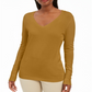 JM Collection Women's Embellished Sleeve V Neck Sweater Yellow Size X-Small