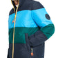 Tommy Hilfiger Women's Water Repellant Striped Puffer Coat Blue Size Large