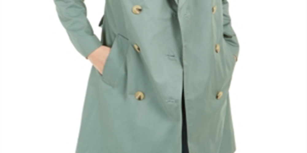 Charter Club Women's Classic Solid Trench Coat Green Size Medium