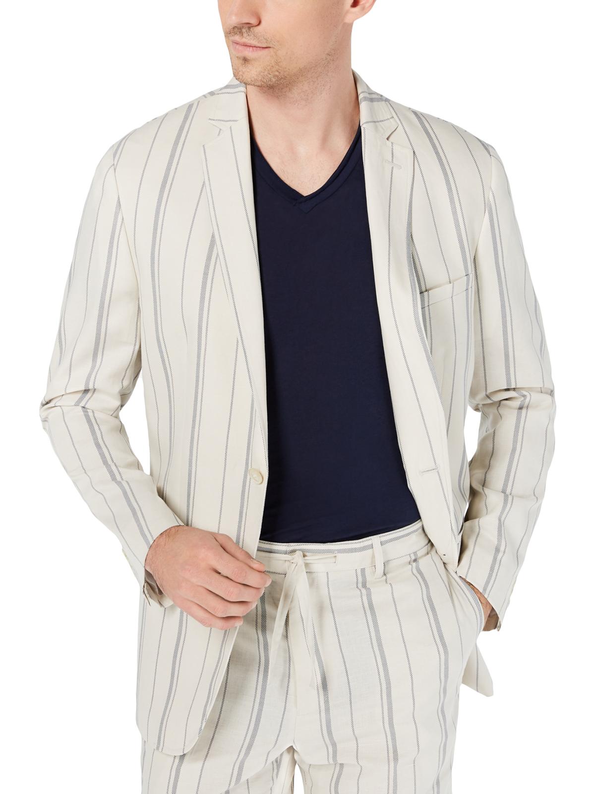 INC International Concepts Men's Striped Business Two Button Blazer Brown Size XXX-Large