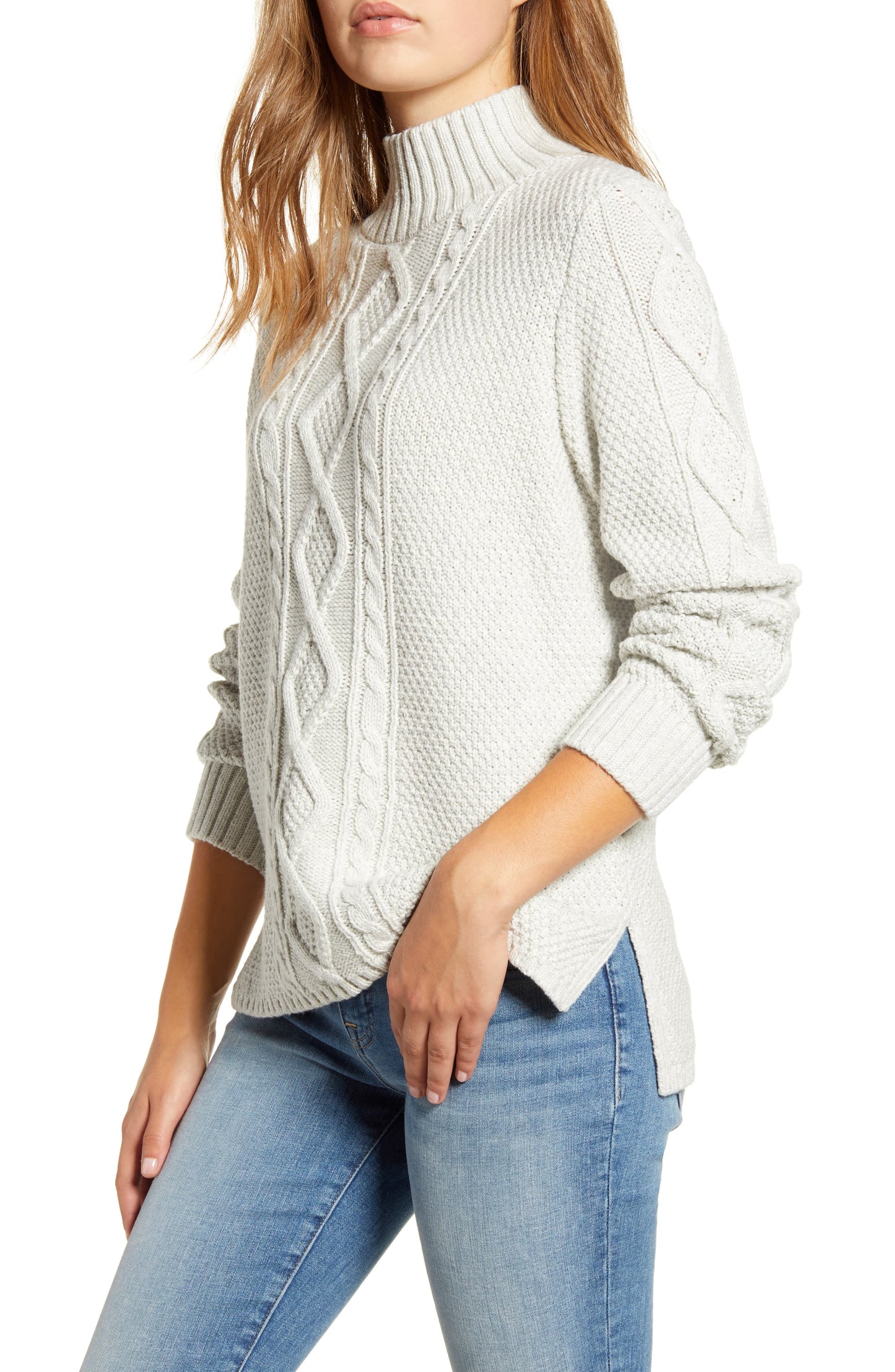 Lucky Brand Women's Cable Knit Turtleneck Sweater White Size Medium