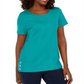 Karen Scott Women's Button Hem Scoop Neck Cotton Top Blue Size Small