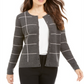 Charter Club Women's Windowpane Button Cardigan Gray Size X-Small