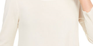 Anne Klein Women's Short Sleeve Jewel Neck Sweater White Size X-Large