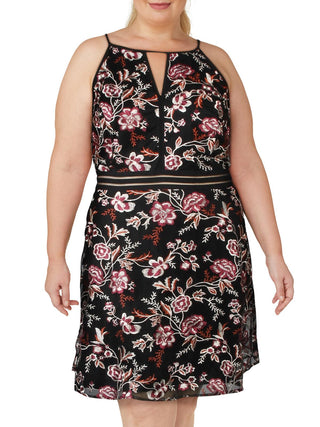 BCX Women's Trendy Plus Embroidered Fit & Flare Dress -Black  Size 22W