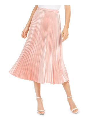 Anne Klein Women's Satin Shutter Pleat Maxi Skirt Pink Size X-Large