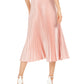 Anne Klein Women's Satin Shutter Pleat Maxi Skirt Pink Size X-Large