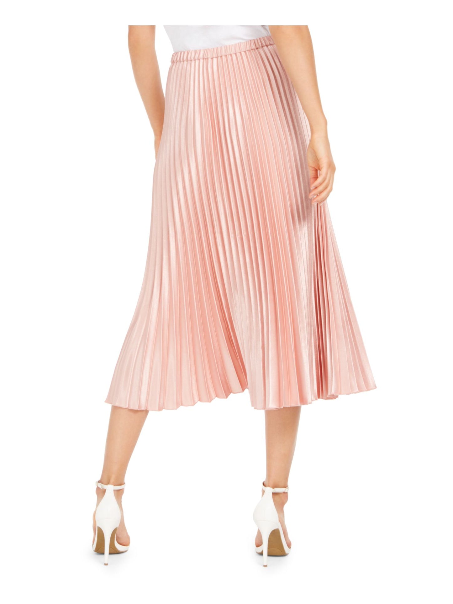 Anne Klein Women's Satin Shutter Pleat Maxi Skirt Pink Size X-Large