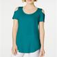 JM Collection Women's Cold Shoulder Swing T-Shirt Blue Size X-Large