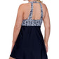 Island Escape Women's Printed Stretch Allover Slimming Removable Cups Surplice Full Coverage Swimdress Black Size 18W