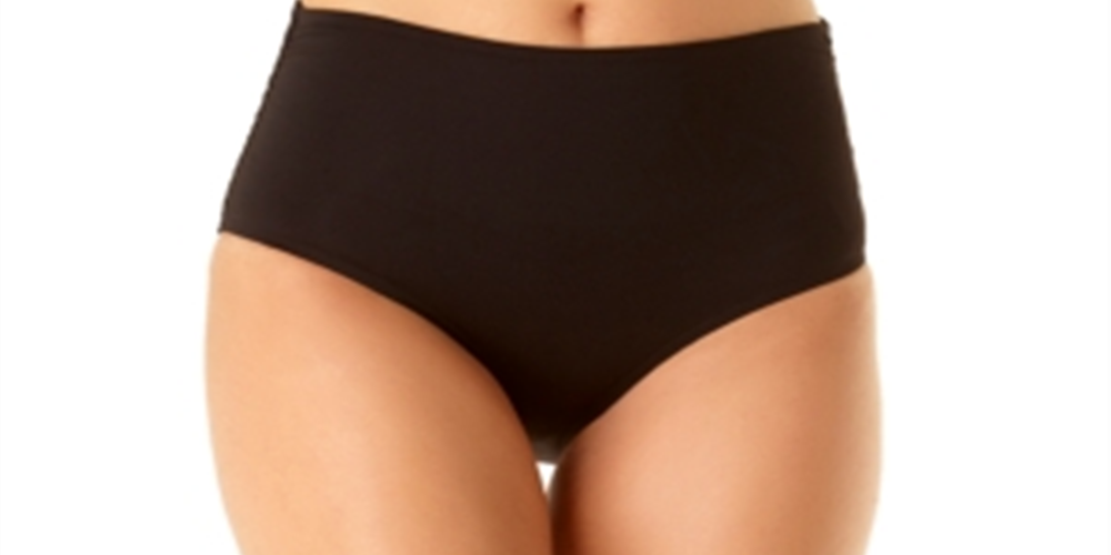 Anne Cole Women's High Waist Shirred Bottoms Black Size Large