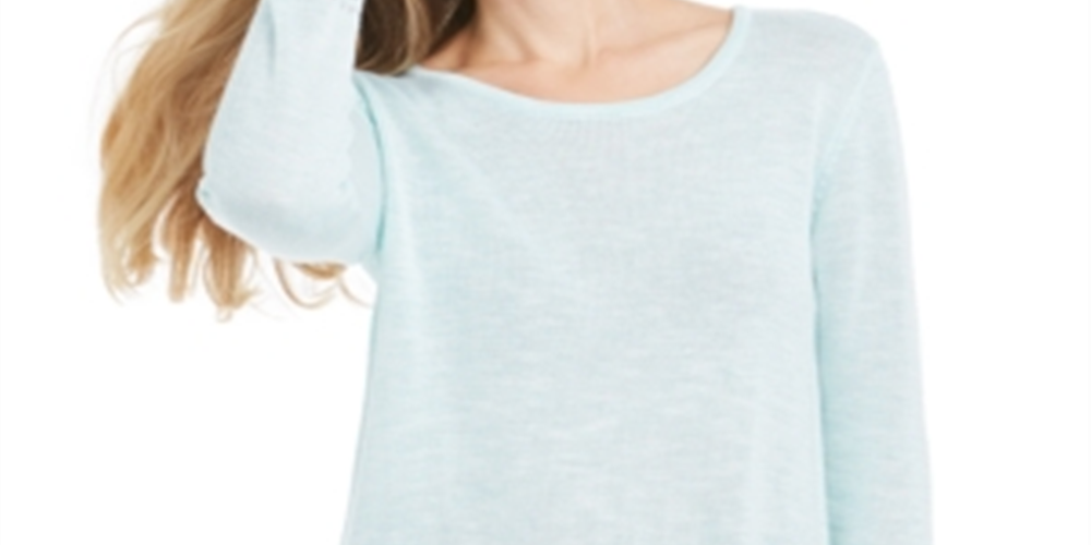 Style & Co Women's Pointelle Trim Sweater Mint Size Petite Small